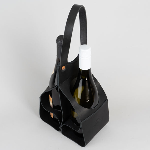 Wilboro Leather Wine Caddy and Carrier Handmade in Ottawa - wilboro