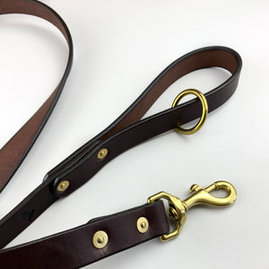 Leather Dog Leash with Solid Brass Hardware