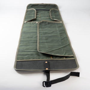 Double Barrel Tool Roll (Green Waxed Canvas & Black)