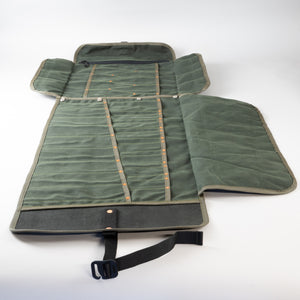 Double Barrel Tool Roll (Green Waxed Canvas & Black)