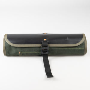 Double Barrel Tool Roll (Green Waxed Canvas & Black)