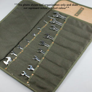 Double Barrel Tool Roll (Green Waxed Canvas & Black)