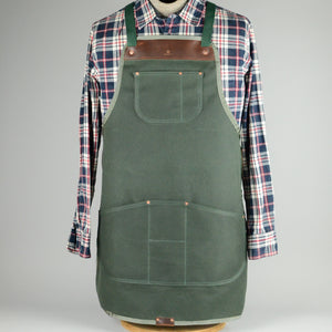 Waxed Canvas Apron (Green and Harvest Tan)