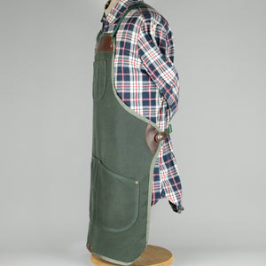 Waxed Canvas Apron (Green and Harvest Tan)