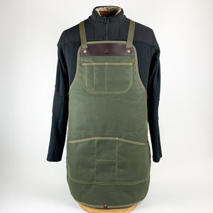 Waxed Canvas Apron (Olive and Dark Brown)