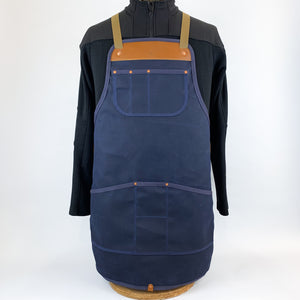 Waxed Canvas Apron (Midnight and Tan)