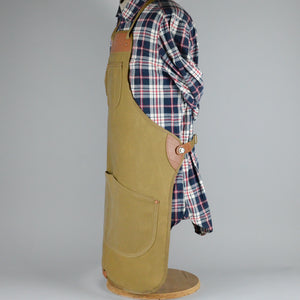Waxed Canvas Apron (Beige with Tan Leather)